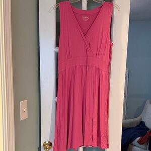 L.L. Bean Women's V-Neck Pink Midi Dress